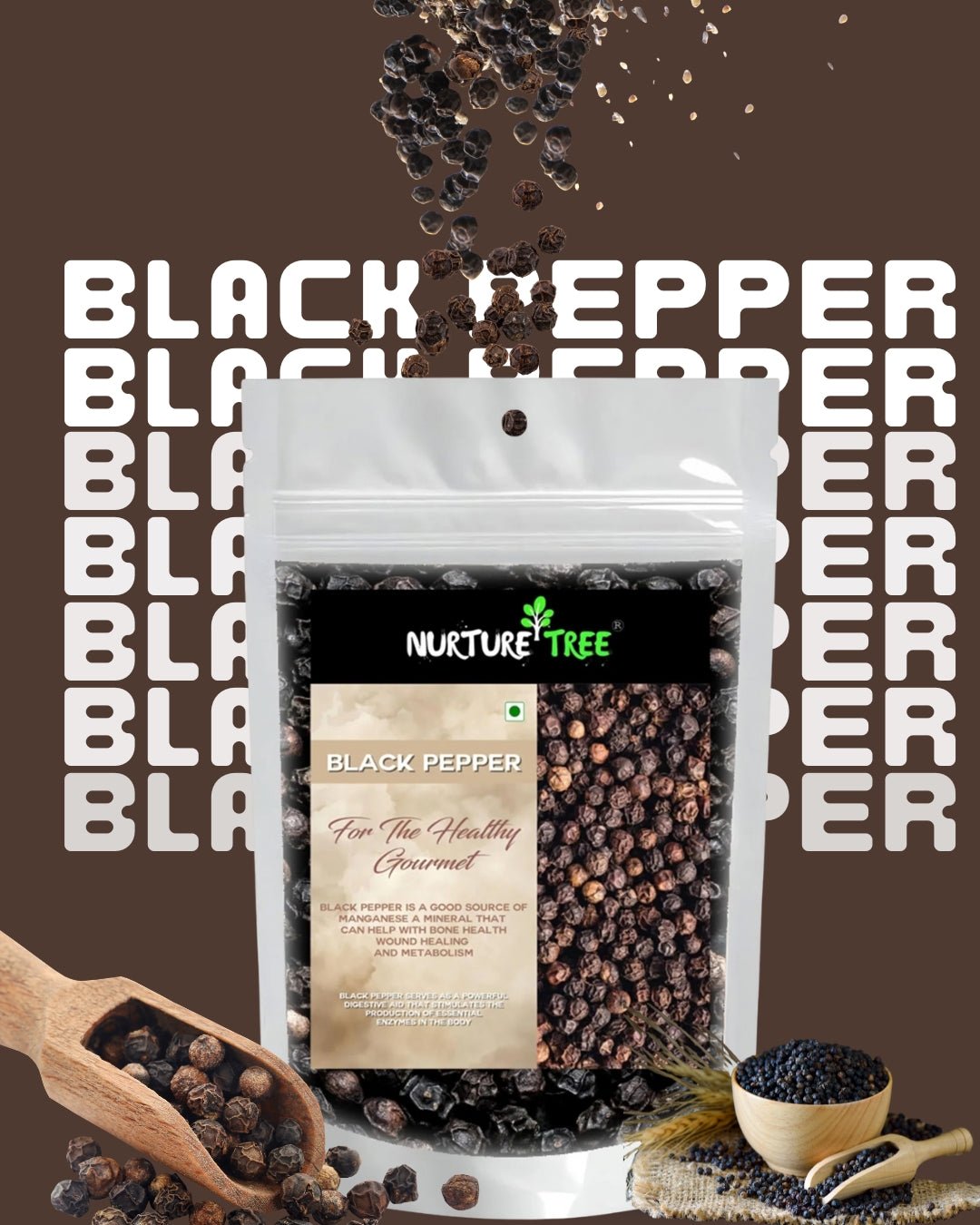 Whole Spices, Seeds & Herbs (50g, Black Pepper) - Nurture Tree