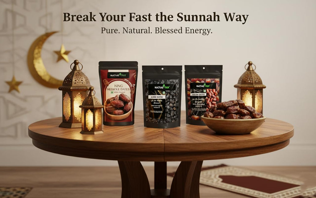 Nurture Tree Premium Dates Combo Pack – King Medjoul, Ajwa & Kalmi Dates | Ramadan Special | 100% Natural Soft & Fresh Khajoor | No Added Sugar | Healthy Dry Fruit Snack (Pack of 3 100gm)