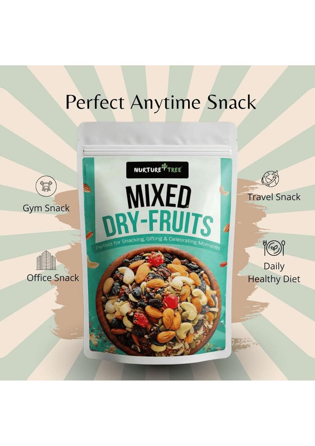 Nurture Tree Mixed Dry Fruits – 11 Superfoods in 1 Nut Mix with Seeds 200g - Strawberry, Goji Berry, Blueberry, Munakka Raisins, Almonds, Cashews, Cranberries, Watermelon Seeds, Pumpkin, Flax & Sunflower