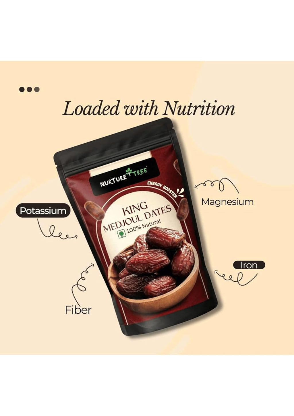 Nurture Tree Premium King Medjoul Dates 200g | Soft & Chewy Khajoor Dry Fruit | Naturally Sweet Caramel Taste | Healthy Snack for Weight Management | Zero Trans Fat