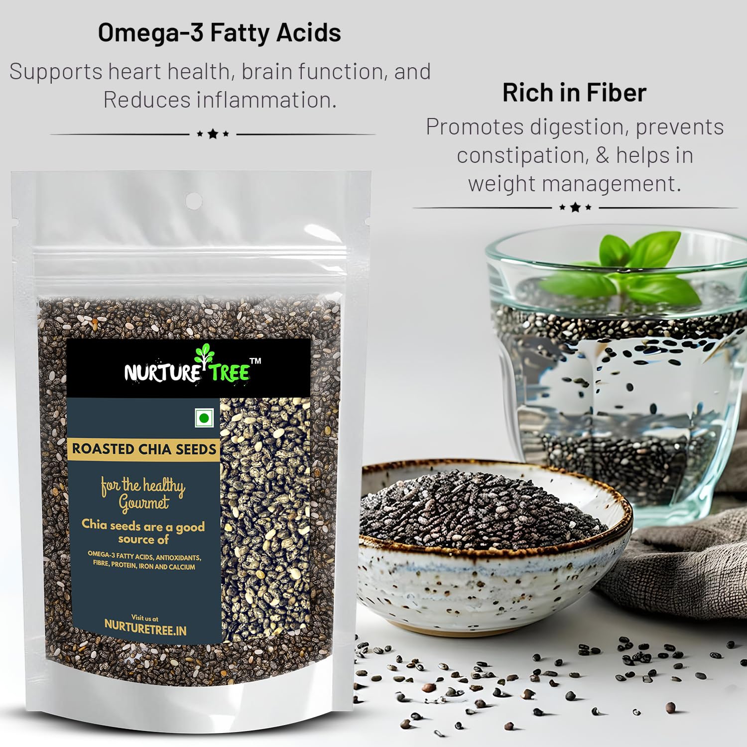 Nurture Tree Premium Roasted Chia Seeds - Nurture Tree