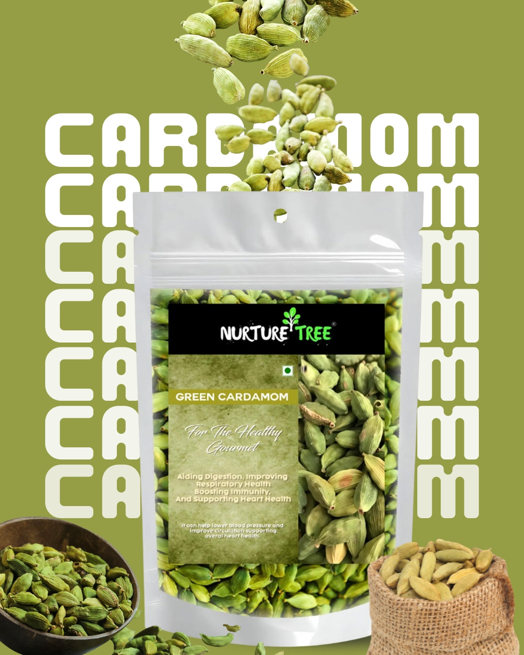 Nurture Tree Premium Green Cardamom (50g)