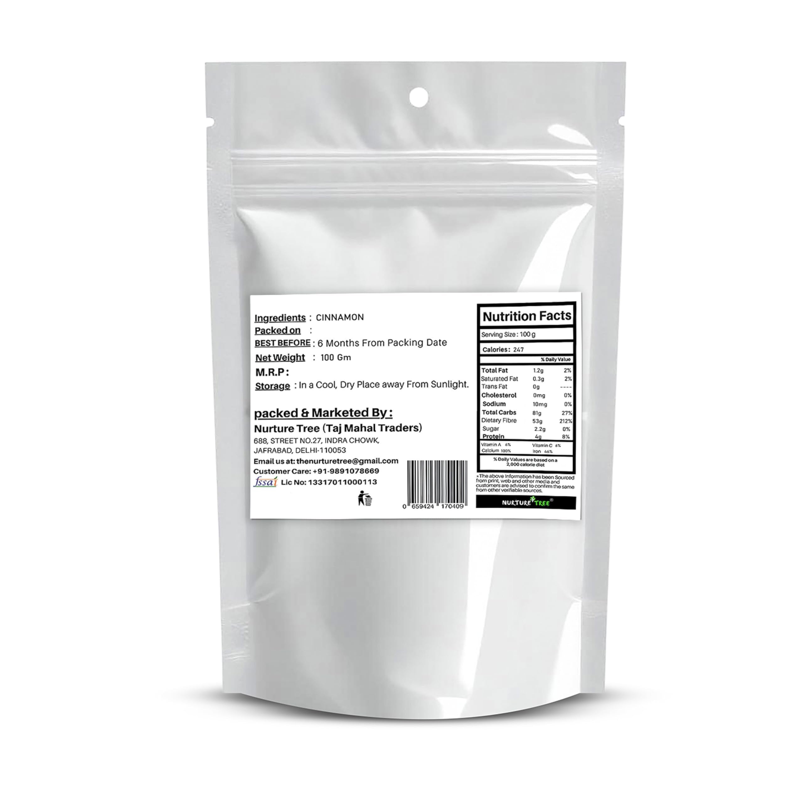 Whole Spices, Seeds & Herbs (100g, Cinnamon Sticks) - Nurture Tree