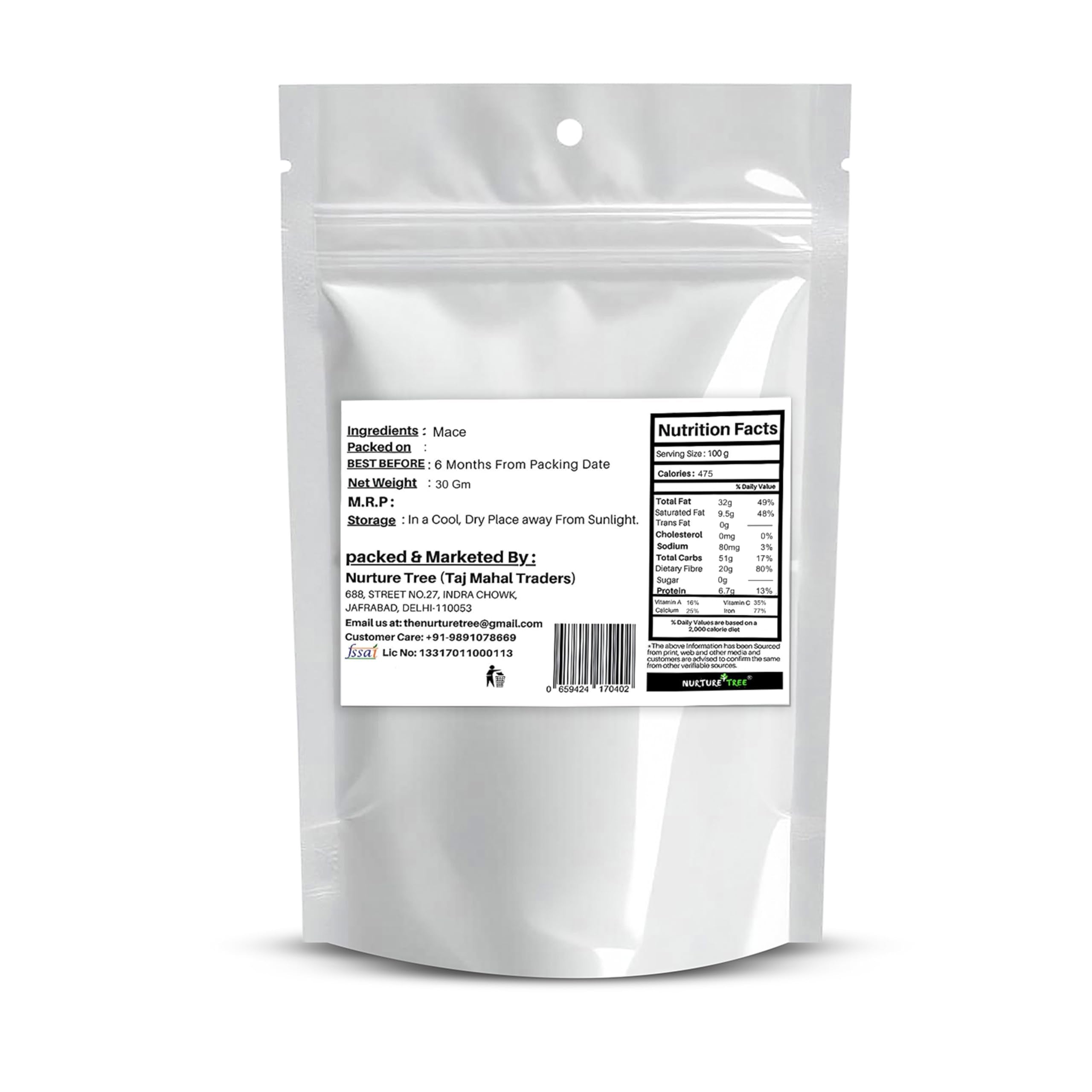 Whole Spices, Seeds & Herbs (30g, Mace) - Nurture Tree